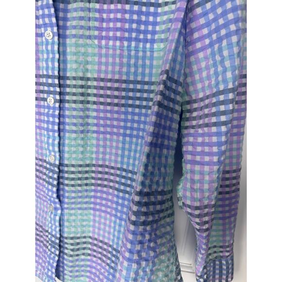 Vintage-Inspired L.L. Bean Pastel Plaid Cotton Shirt L Grandmacore - Picture 2 of 9
